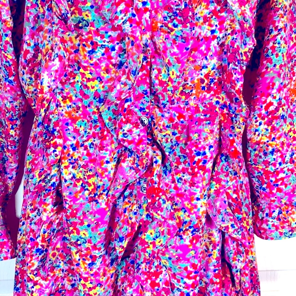 Gap Ruffled Buttoned Down Dress Multicolor Size Xs - image 3
